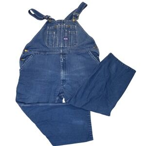 Big Smith Overalls Mens 48x28 Blue Denim Bib Carpenter Workwear‎